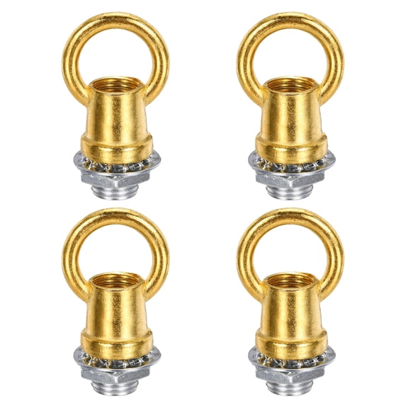 Uxcell 18lb Load Lamp Female Loop Holder 4 Set M10 Fine Thread Lifting Eye Nut Hook Ring Shape Gold 1 x 1.1 inch