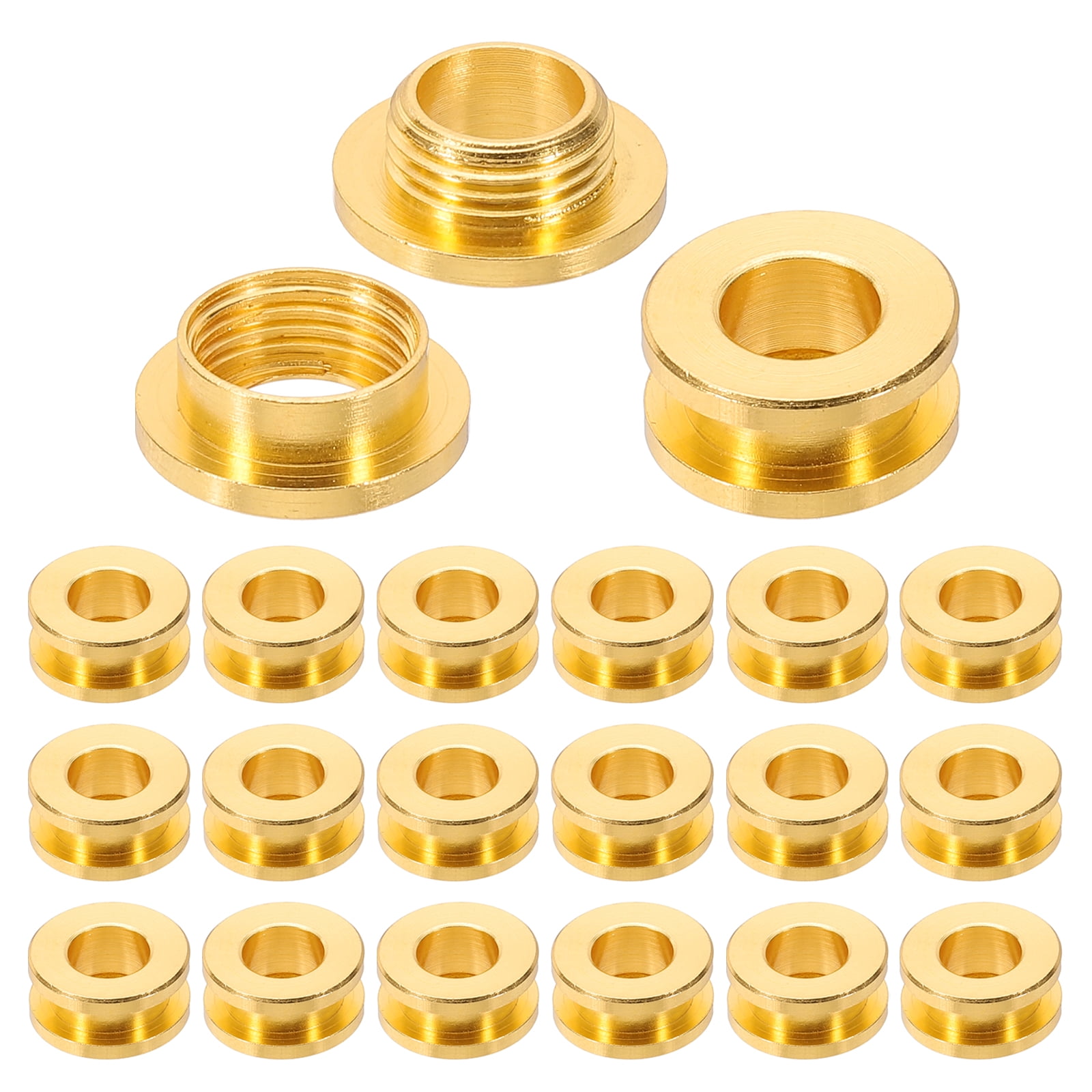 Uxcell 8mm(1/3 inch) Solid Brass Hole Eyelets, 20 Pcs Flat Self Backing Grommets with Washer for Leather Craft, Imitation Gold