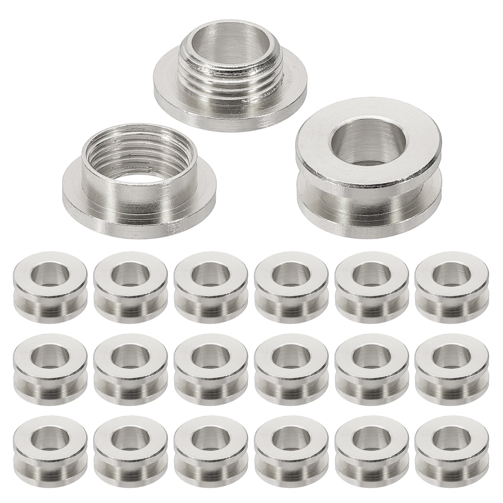 Uxcell 8mm(1/3 inch) Solid Brass Hole Eyelets, 20 Pcs Flat Self Backing Grommets with Washer for Leather Craft, Imitation Silver