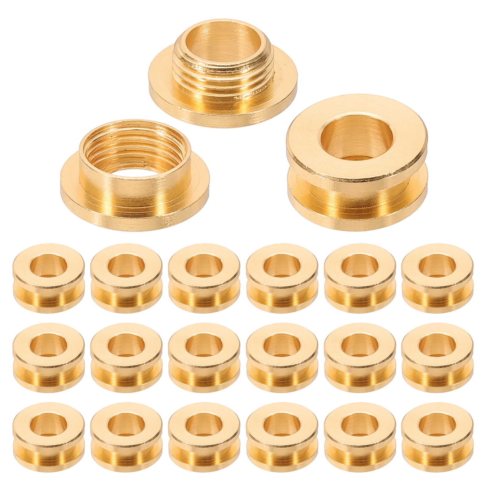 Uxcell 8mm(1/3 inch) Solid Brass Hole Eyelets, 20 Pcs Flat Self Backing Grommets with Washer for Leather Craft, Light Gold