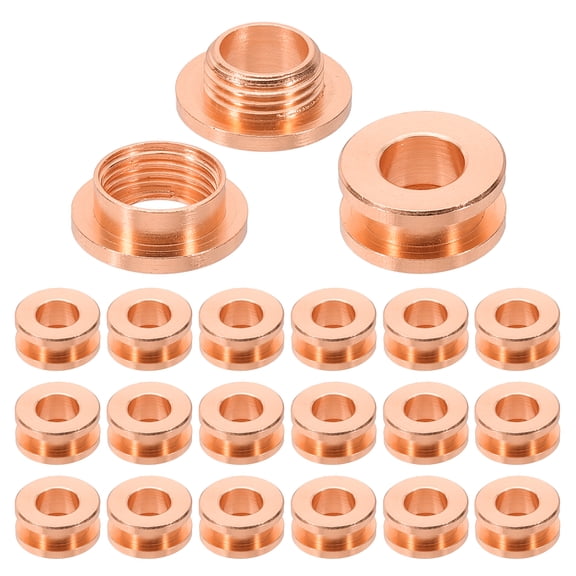 Uxcell 8mm(1/3 inch) Solid Brass Hole Eyelets, 20 Pcs Flat Self Backing Grommets with Washer for Leather Craft, Rose Gold