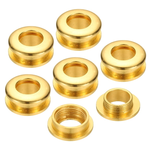 Uxcell 8mm(1/3 inch) Solid Brass Hole Eyelets, 6 Pcs Arc Surface Self Backing Grommets with Washer for Leather Craft, Gold Tone