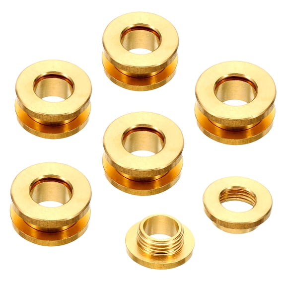 Uxcell 8mm(1/3 inch) Solid Brass Hole Eyelets, 6 Pcs Flat Self Backing Grommets with Washer, Brass Tone