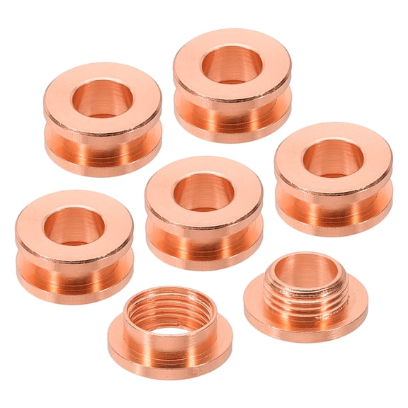 Uxcell 8mm(1/3 inch) Solid Brass Hole Eyelets, 6 Pcs Flat Self Backing Grommets with Washer for Leather Craft, Red Copper