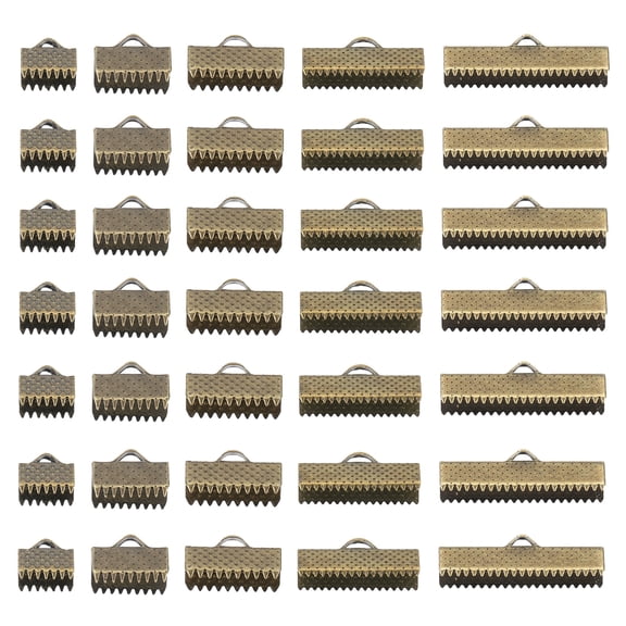 Uxcell 8mm/10mm/13mm/20mm/25mm Ribbon Ends Crimp Clamp 150pcs Pinch Crimp End Fasteners Clasp Bronze