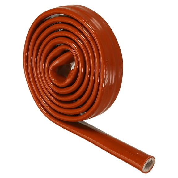 Uxcell 8mm(2/7" x 3 FT) ID Fire Sleeve Heat-Shielded Fire Sleeve Silicone Coated Fiberglass Heat Protection for Automotive Hose Lines Electrical Wiring, Red