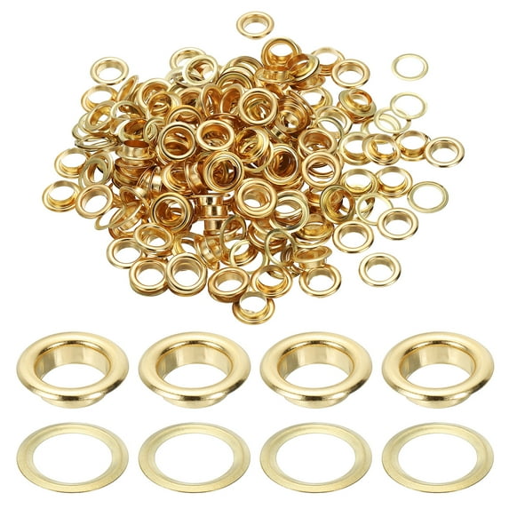 Uxcell 8mm/5/16" Metal Eyelets, Eyelets and Grommets Kit for DIY Project, Gold 150 Pcs
