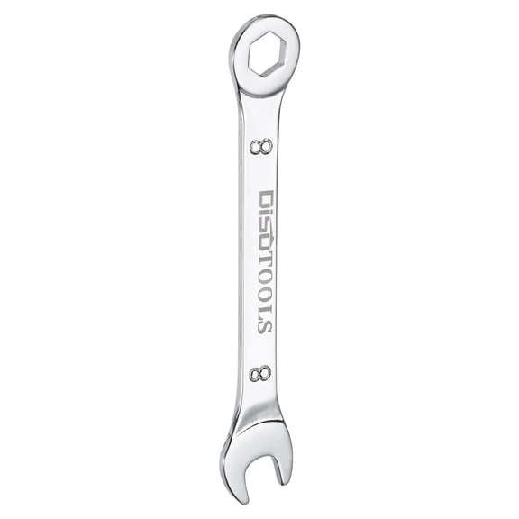 Uxcell 8mm 6-Point Thin Combination Wrench Double Ended Box and Open End Chrome Plated Steel, Silver