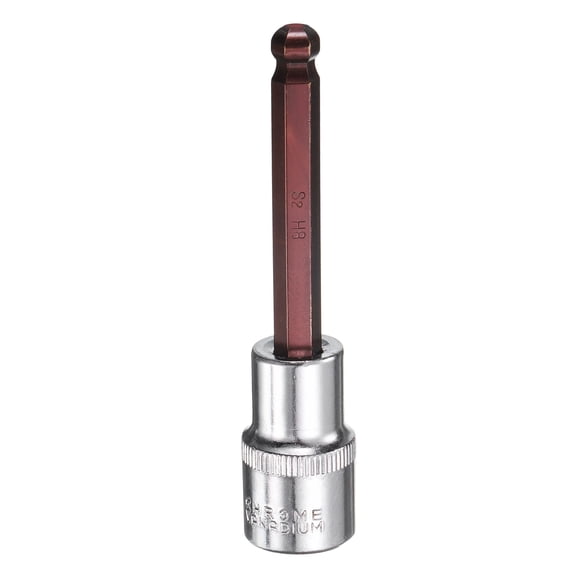 Uxcell 8mm Ball End Hex Bit Socket 1/2" Square Drive Metric Extension Impact Bit Power Nut Driver Set S2 & CR-V Steel Socket Ratchet Wrench Bits