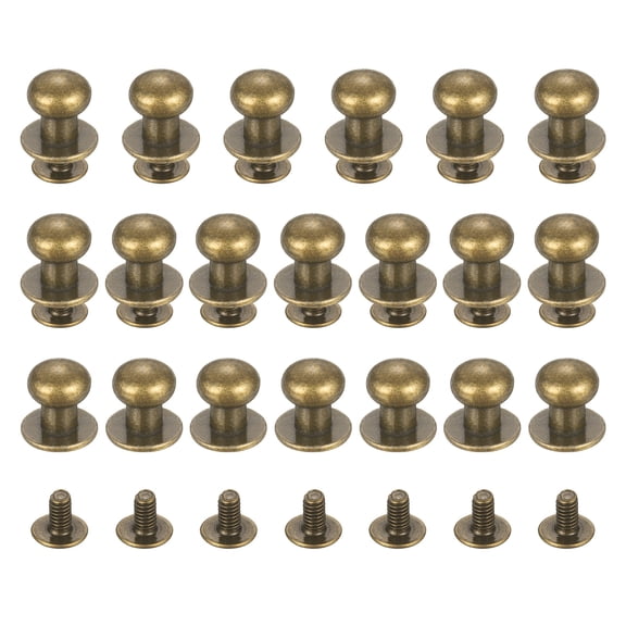 Uxcell 8mm Ball Head Stud Rivets Screw Back [20Pcs] - Metal Round Head Button Rivet for Bag & Belt & Handbag - Copper