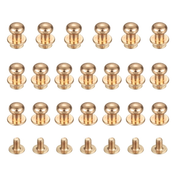 Uxcell 8mm Ball Head Stud Rivets Screw Back [20Pcs] - Metal Round Head Button Rivet for Bag & Belt & Handbag - Gold