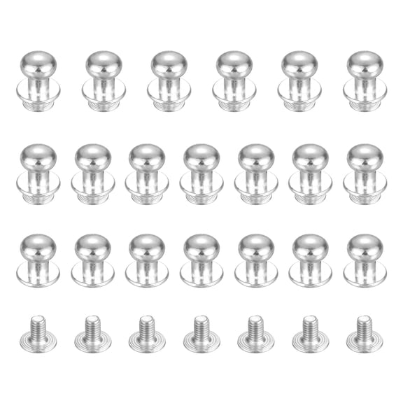 Uxcell 8mm Ball Head Stud Rivets Screw Back [20Pcs] - Metal Round Head Button Rivet for Bag & Belt & Handbag - Silver