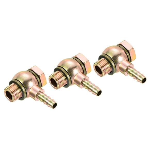 Uxcell 8mm Barb M14x1.5 Male Thread Hose Pipe Fitting Elbow Carbon Steel Adapter 3 Pack
