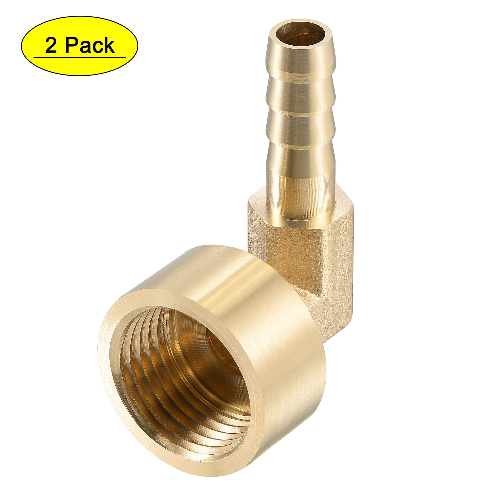 Uxcell 16mm Barbed x G1/2 Female Thread Brass Hose Barb Fitting Elbow 2  Count 