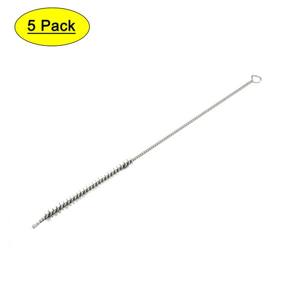Uxcell 8mm Dia 285mm Length Steel Wire Tube Cleaning Brush 5 Pack
