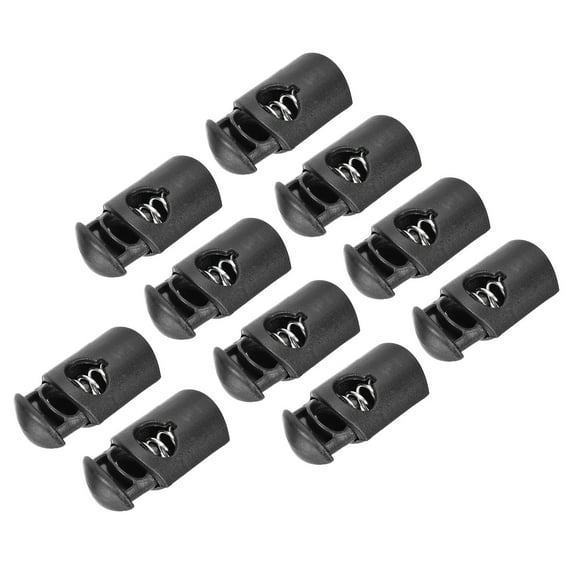 Uxcell 8mm Dia Spring Plastic Cord Locks Rope Stoppers for Camping Black 12Pack