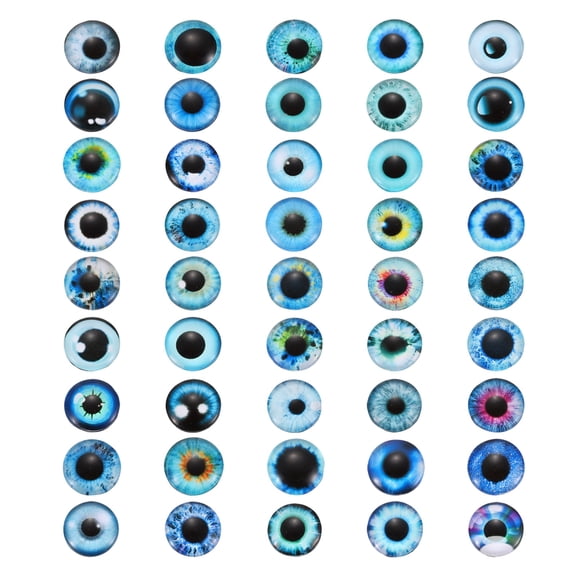 Uxcell 8mm Dragon Eyes, 100 Pcs Glass Cabochon Mixed Style Animal Realistic Eye for Crochet Clay Doll Making Crafts DIY Findings Jewelry Making, Blue Tone