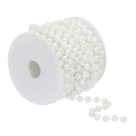 Uxcell 8mm Faux Pearl Beads Garland, 32.8 Ft Pearl String Chain Pearl Roll, White