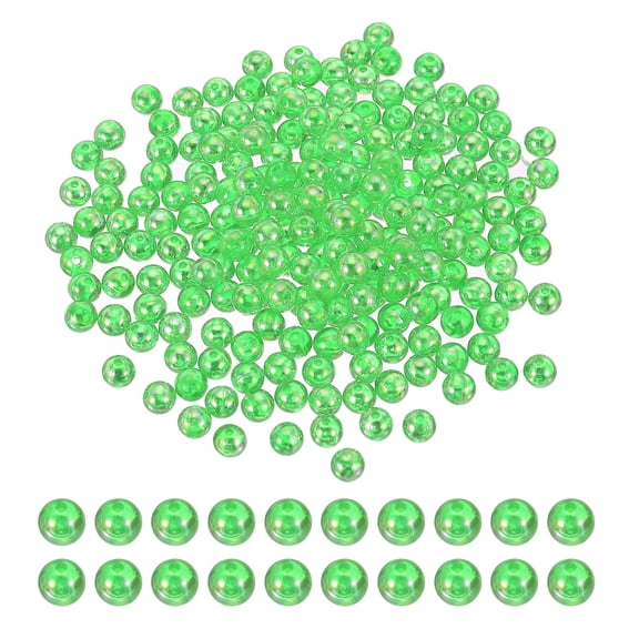 Uxcell 8mm Fishing Beads, 200 Pcs Acrylic Holographic Beads Round Fishing Bait Eggs Rig Bead Tackle Lures Accessory for Fishing Rigs Baits Lures, Light Green