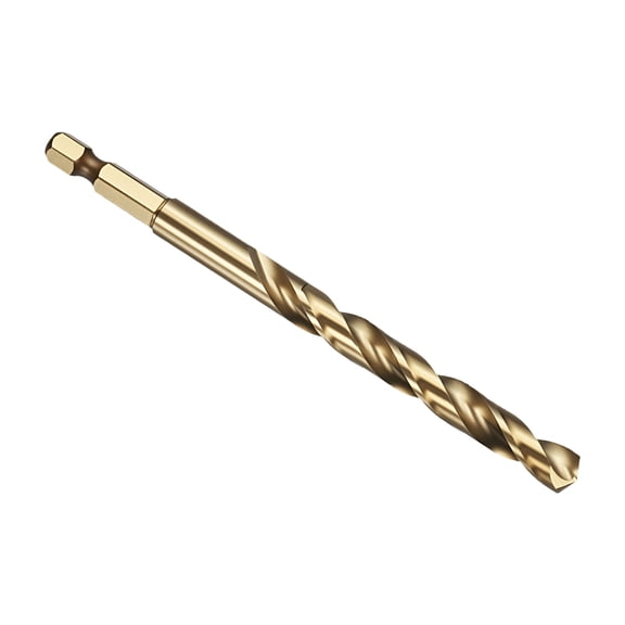 Uxcell 8mm Hex Shank Drill Bit, M2 High-Speed Steel Bits Quick Change Design for Impact Driver 135 Gold Finish for Stainless Steel Hard Metal - 2 Pack