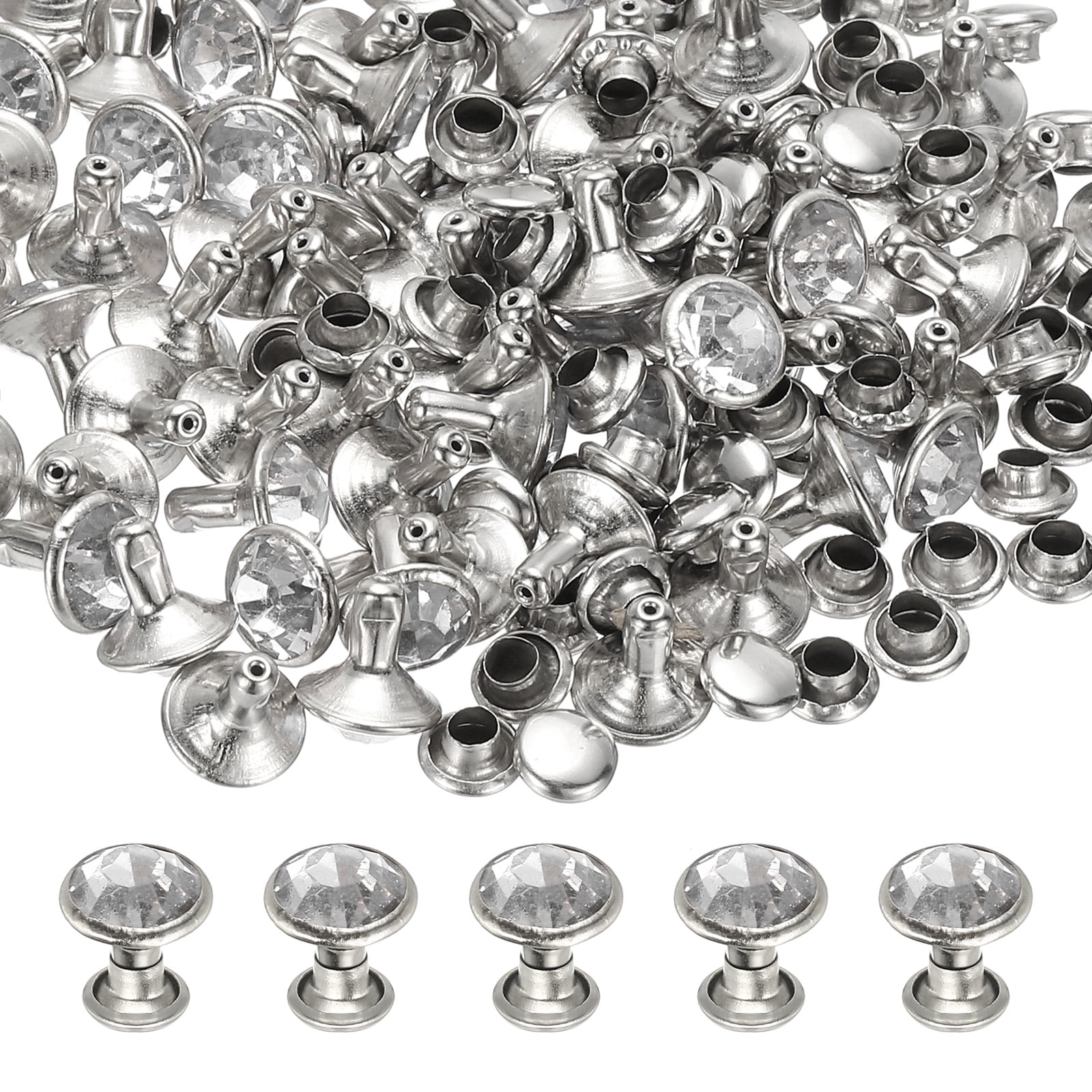 Transparent Rivets Uxcell 8mm Leather Rivets, 70 Sets Rhinestone Rivet Studs Double Cap ...