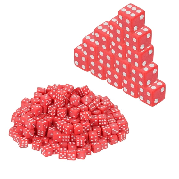 Uxcell 8mm Mini Dice, Translucent Acrylic Tiny 6 Sided Square Corner Dice Bulk Perfect for Board Games, Table Game, Party Activities & Classroom Teaching (Red, 300pcs)