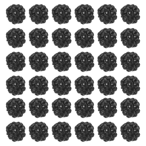 Uxcell 8mm Rhinestone Clay Beads, 100 Pack Round Ball Polymer Clay Crystal Charm Beads, Black