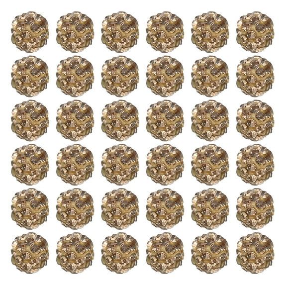 Uxcell 8mm Rhinestone Clay Beads, 100 Pack Round Ball Polymer Clay Crystal Charm Beads, Yellow