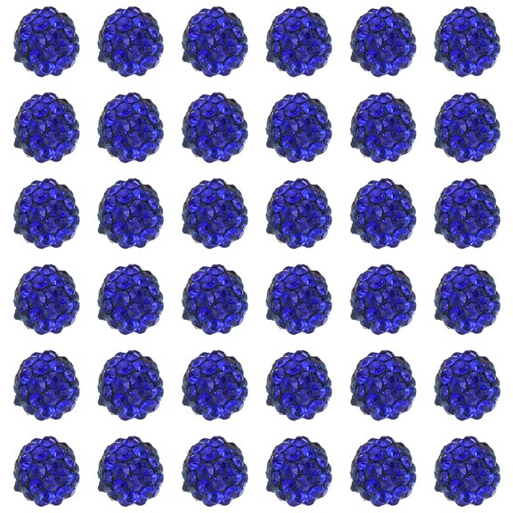 Uxcell 8mm Rhinestone Clay Beads, 50 Pack Round Ball Polymer Clay Crystal Charm Beads, Dark Blue