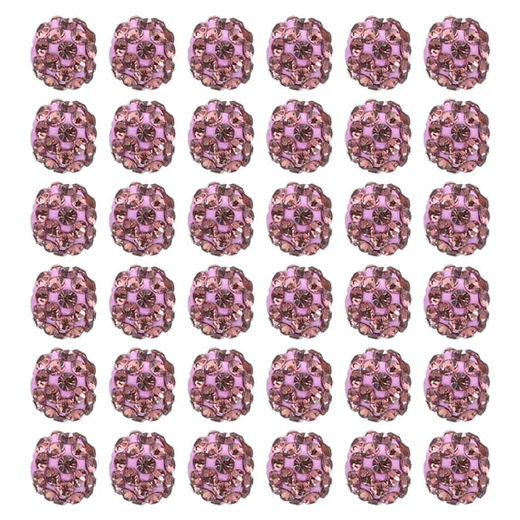 Uxcell 8mm Rhinestone Clay Beads, 50 Pack Round Ball Polymer Clay Crystal Charm Beads, Purple