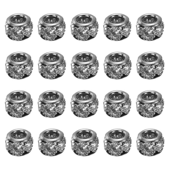 Uxcell 8mm Rhinestone European Beads, European Large Hole Crystal Charm Beads for DIY Jewelry Making, Dark Gray 20Pcs