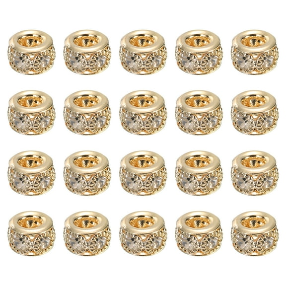 Uxcell 8mm Rhinestone European Beads, European Large Hole Crystal Charm Beads for DIY Jewelry Making, Light Orange 20Pcs