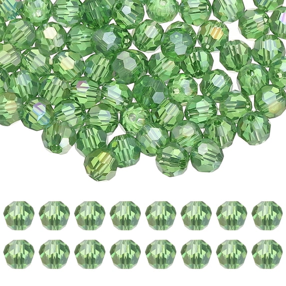 Uxcell 8mm Round Crystal Beads, 100 Pcs Glass Faceted Ball Beads for ...