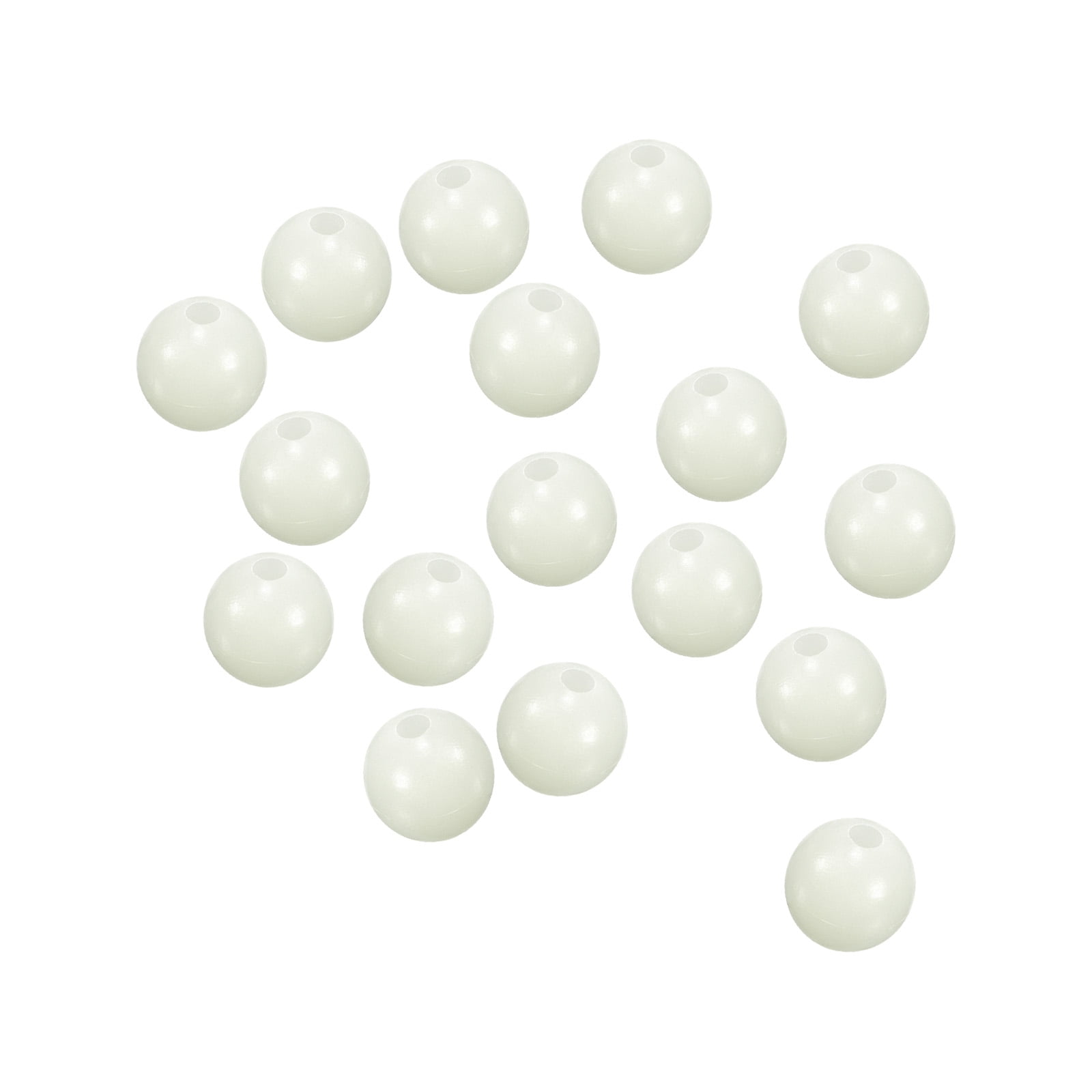 Uxcell 12mm Round Soft Plastic Luminous Glow Fishing Beads Tackle Tool White 200 Pieces, Size: 12 mm