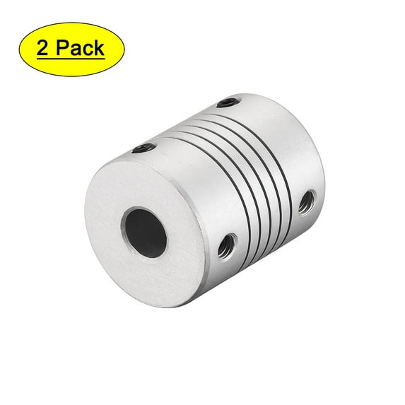Uxcell 8mm to 8mm Aluminum Alloy Shaft Coupling Flexible Coupler L30xD25 Silver 2Pcs