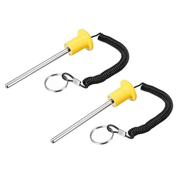 Uxcell 8mm x 125mm Weight Stack Pin with Pull Rope Magnetic Strength Training Equipment Accessories Yellow 2 Pack