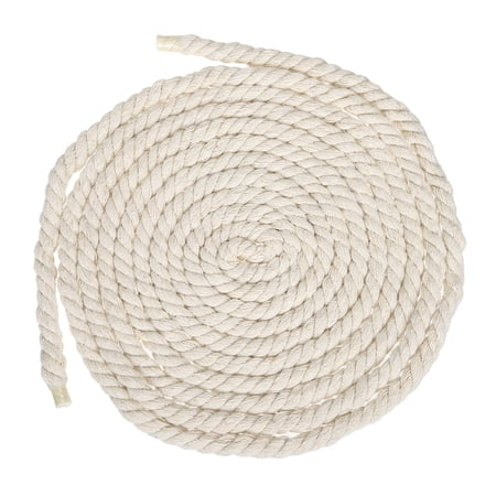 Uxcell 0.31" x 14.8 Feet Beige Cotton Rope 3 Strand for DIY Wall Hanging Knotting