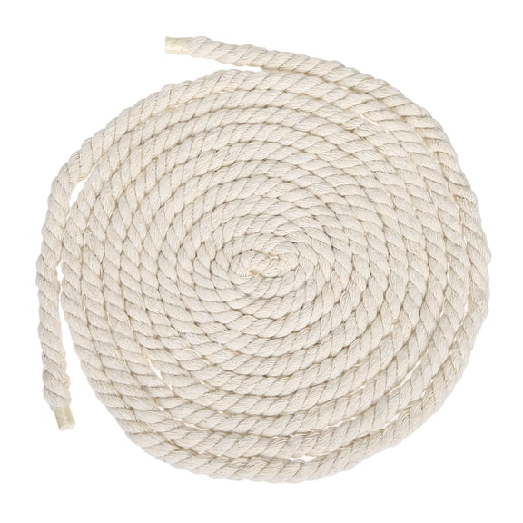 Uxcell 0.31" x 14.8 Feet Beige Cotton Rope 3 Strand for DIY Wall Hanging Knotting