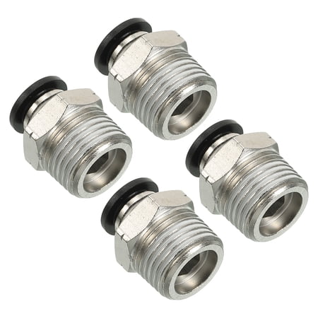 Uxcell 8mm x 3/8"NPT Male Thread Push to Connect Fittings Pneumatic Air line Quick Connect Fittings 4 Pack Silver