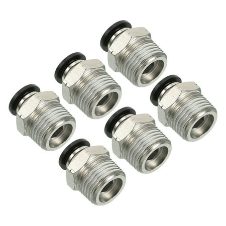 Uxcell 8mm x 3/8"NPT Male Thread Push to Connect Fittings Pneumatic Air line Quick Connect Fittings 6 Pack Silver