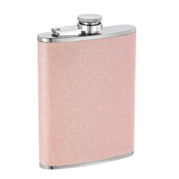 Uxcell 8oz 230ml Stainless Steel Hip Flask for Camping Hiking Outdoor Activity, Bling Pink