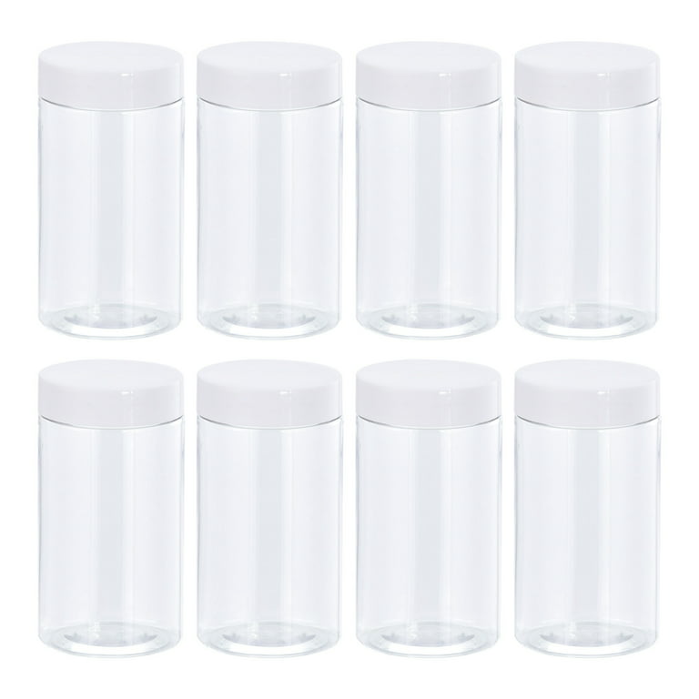 8 Pack Small Empty Plastic Round Storage Containers Jars With Screw Lids 8Oz