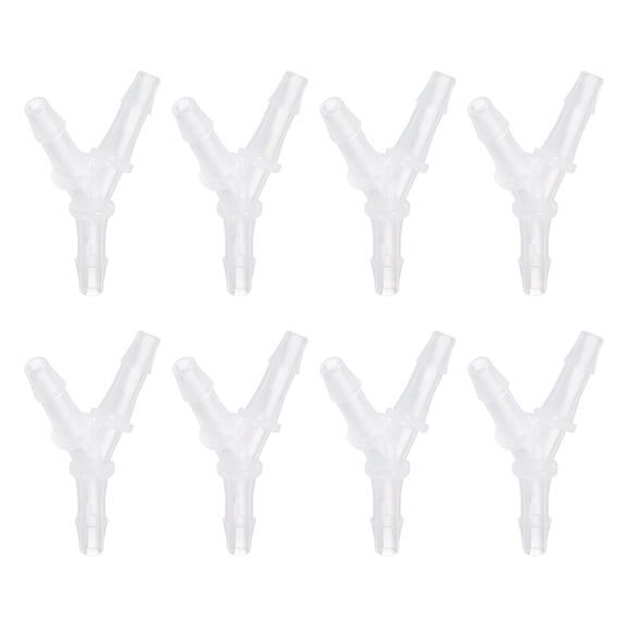 Uxcell 8pack Plastic Hose Barb Fitting, 3/16" x 3/16" Y Shape Tee Barbed Hose Pipe Fitting Splicer Mender Joint Adapter for Water Liquid Fuel Line Tube, Clear