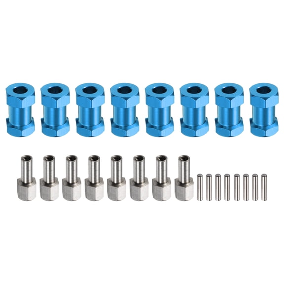Uxcell 8pcs 12mm Wheel Hex Drive Hubs Adapter Combiner Coupler, Aluminum 20mm Extension for 1/10 RC Blue