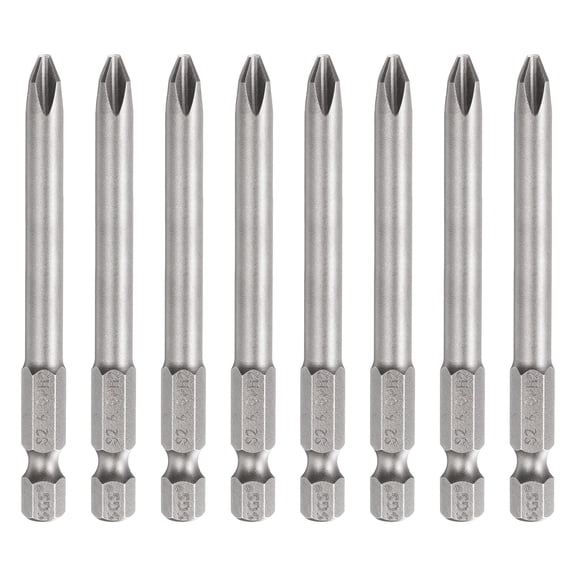 Uxcell 8pcs #2 Phillips Screwdriver Bit PH2 1/4" Hex Shank 3" (75mm) Long 0.24" Rod Magnetic Cross Head Drill Bits S2 Steel Industrial Screw Driver Bit