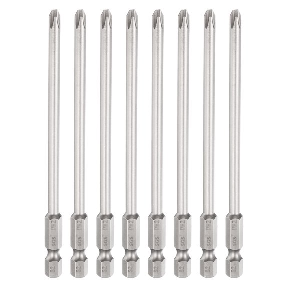 Uxcell 8pcs #2 Phillips Screwdriver Bit PH2 1/4" Hex Shank 4.3" (110mm) Long 0.18" Rod Magnetic Cross Head Drill Bits S2 Steel Industrial Screw Driver Bit for Electric Power Tools, Gray