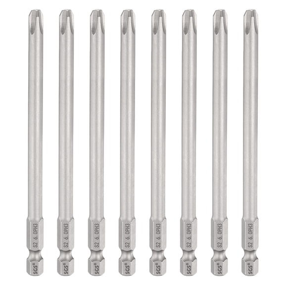 Uxcell 8pcs #3 Phillips Screwdriver Bit PH3 1/4" Hex Shank 4.3" (110mm) Long 0.24" Rod Magnetic Cross Head Drill Bits S2 Steel Industrial Screw Driver Bit for Electric Power Tools, Gray
