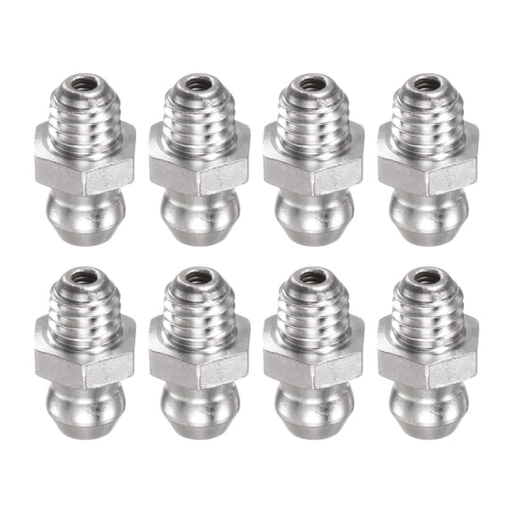 Uxcell 8pcs 304 Stainless Steel Straight Grease Fitting M6x1mm Metric Thread Hydraulic Grease Nipple Accessories