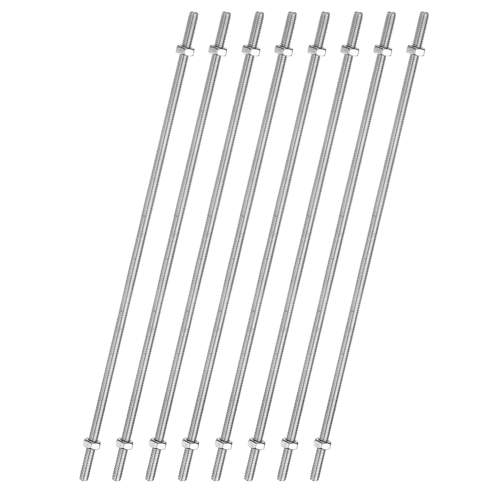 Uxcell 8pcs 8/32 Inch M4 Threaded Rods with Hex Nuts 18 Inch 304 Stainless Steel Rod, Silver