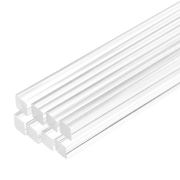 Uxcell 8pcs Acrylic Square Rods 1/2" x 8" Clear Acrylic Dowel Rods Sticks Acrylic Plastic Sticks Strip for DIY Crafts Lighting Gardening Decorations - 12mm x 200mm